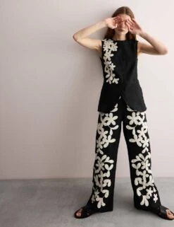 Jaeger Pure Linen Floral Embroidered Waistcoat -Marks and Spencer Shop pure linen floral embroidered waistcoat 12