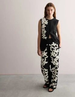 Jaeger Pure Linen Floral Embroidered Waistcoat -Marks and Spencer Shop pure linen floral embroidered waistcoat 8