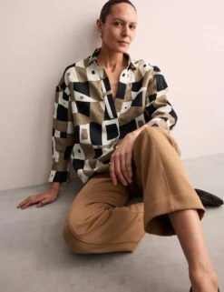 Jaeger Pure Linen Geometric Relaxed Tunic -Marks and Spencer Shop pure linen geometric relaxed tunic 13