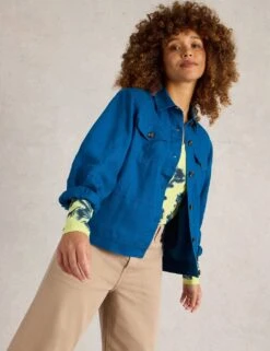 WHITE STUFF Pure Linen Lightweight Collared Jacket -Marks and Spencer Shop pure linen lightweight collared jacket 14