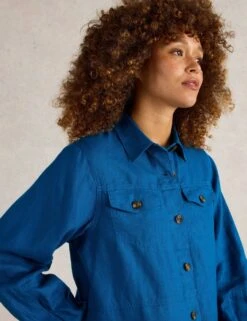 WHITE STUFF Pure Linen Lightweight Collared Jacket -Marks and Spencer Shop pure linen lightweight collared jacket 16