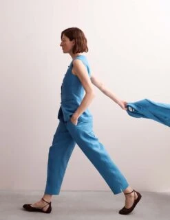 Jaeger Pure Linen Longline Waistcoat -Marks and Spencer Shop pure linen longline waistcoat 12