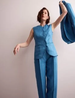 Jaeger Pure Linen Longline Waistcoat -Marks and Spencer Shop pure linen longline waistcoat 14