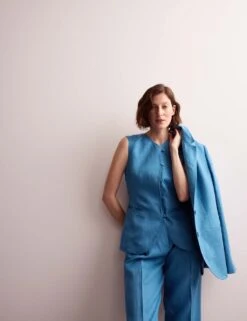 Jaeger Pure Linen Longline Waistcoat -Marks and Spencer Shop pure linen longline waistcoat 8