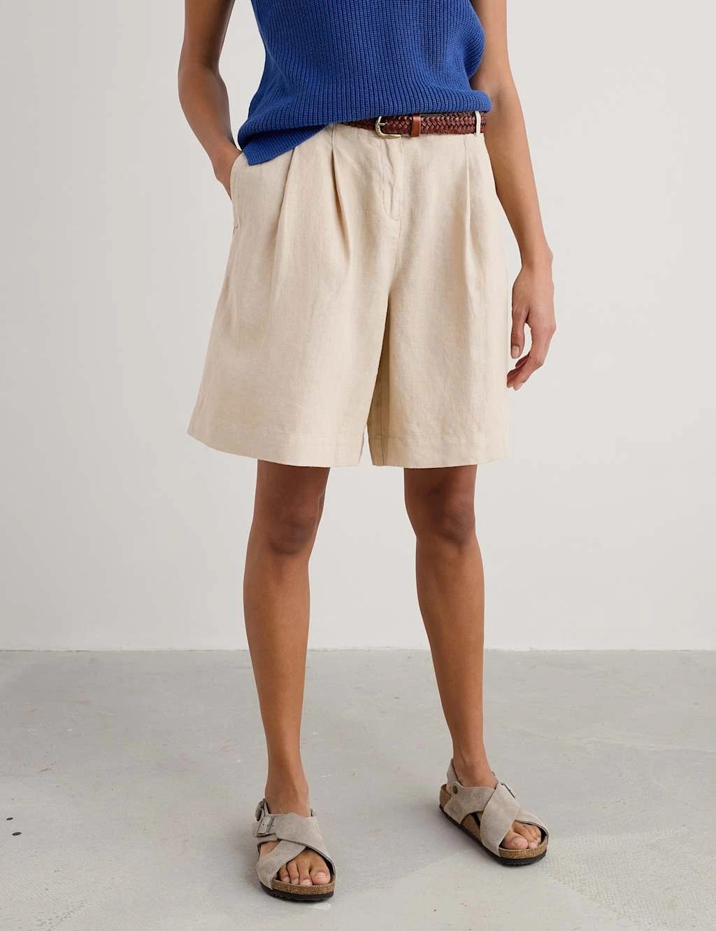 Pure Linen Pleat Front Shorts 14 Pure Linen Pleat Front Shorts - Image 12