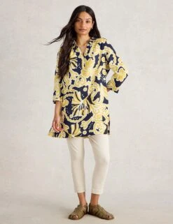 WHITE STUFF Pure Linen Printed Collared V-Neck Tunic -Marks and Spencer Shop pure linen printed collared v neck tunic 8
