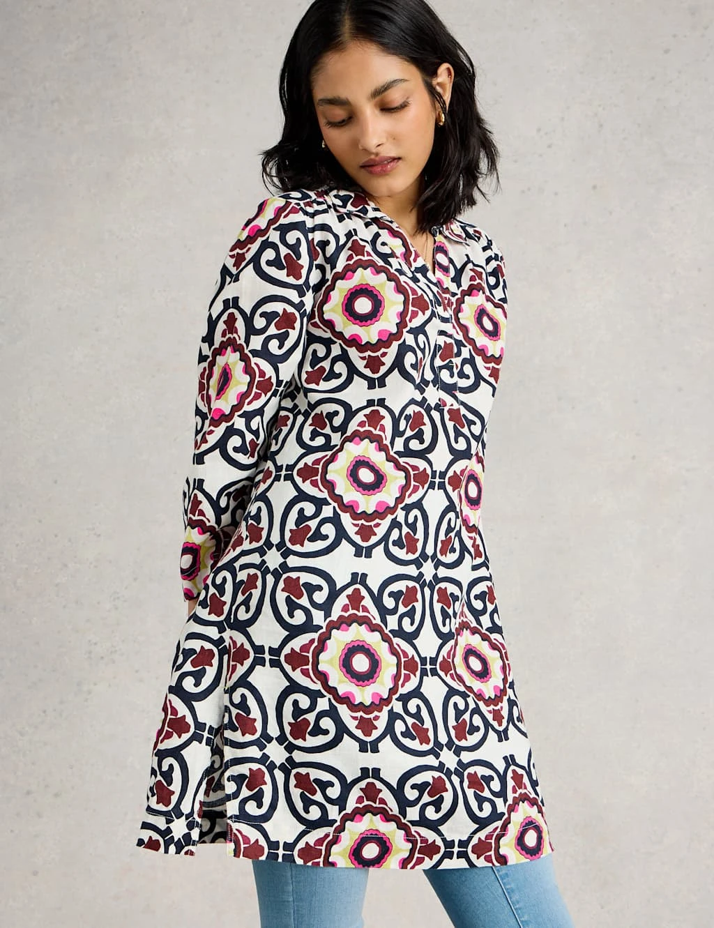 WHITE STUFF Pure Linen Printed V-Neck Collared Tunic 13 WHITE STUFF Pure Linen Printed V-Neck Collared Tunic - Image 11