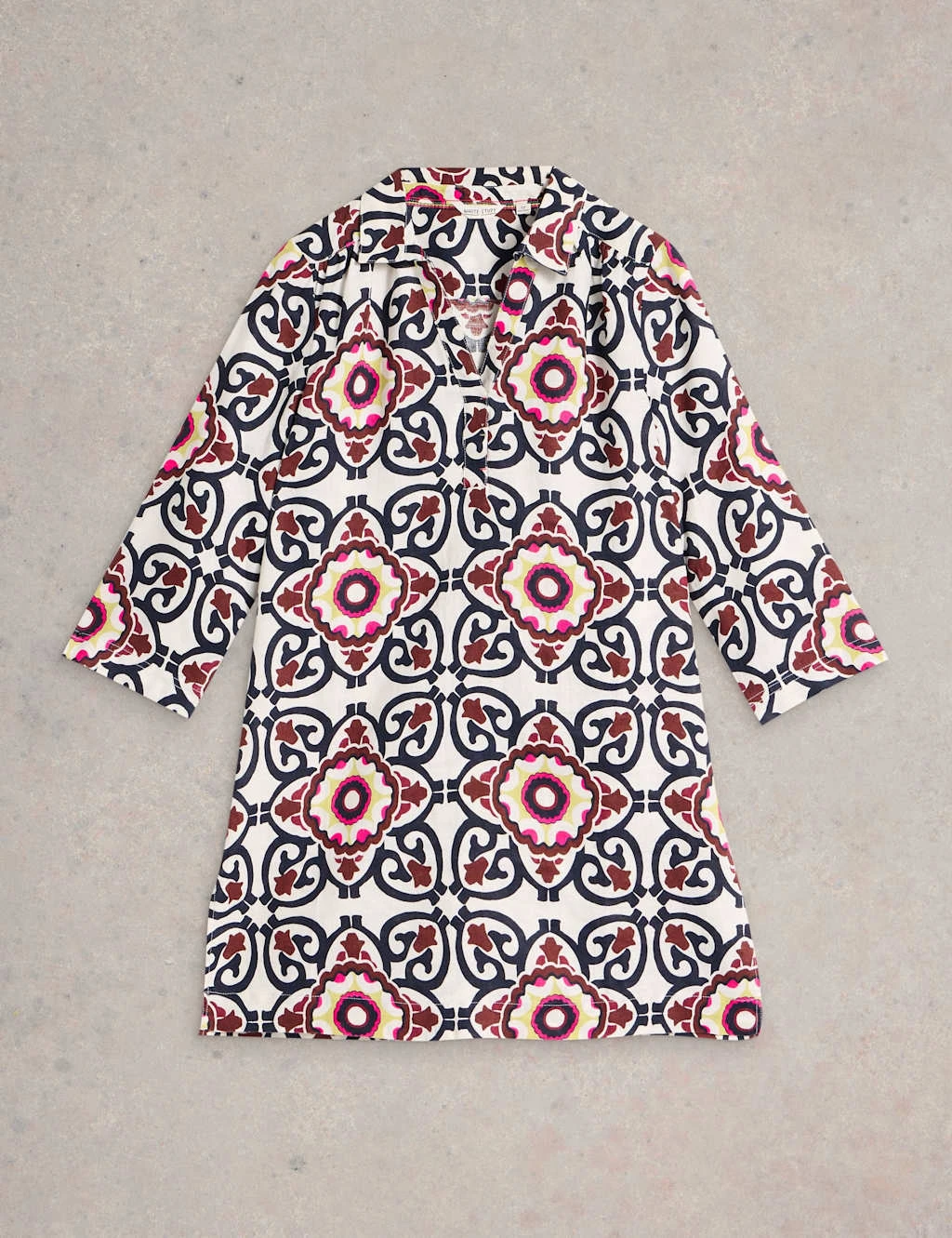 WHITE STUFF Pure Linen Printed V-Neck Collared Tunic 9 WHITE STUFF Pure Linen Printed V-Neck Collared Tunic - Image 7