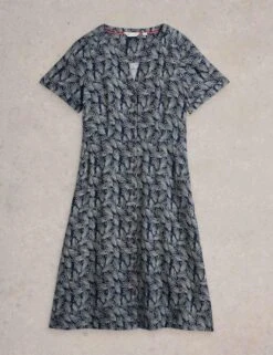WHITE STUFF Pure Linen Printed V-Neck Midi Tea Dress -Marks and Spencer Shop pure linen printed v neck midi tea dress 5
