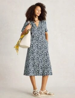 WHITE STUFF Pure Linen Printed V-Neck Midi Tea Dress -Marks and Spencer Shop pure linen printed v neck midi tea dress 6