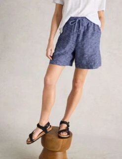 WHITE STUFF Pure Linen Tweed Print Shorts -Marks and Spencer Shop pure linen tweed print shorts 8
