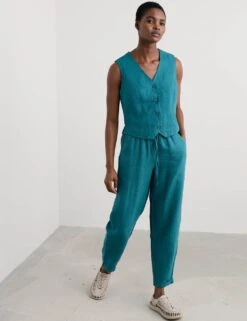 Pure Linen V-Neck Button Through Waistcoat 14 Pure Linen V-Neck Button Through Waistcoat -Marks and Spencer Shop pure linen v neck button through waistcoat 4