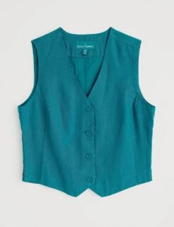 Pure Linen V-Neck Button Through Waistcoat 15 Pure Linen V-Neck Button Through Waistcoat -Marks and Spencer Shop pure linen v neck button through waistcoat 5