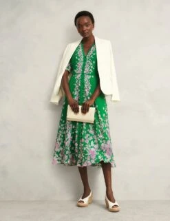 Pure Silk Floral V-Neck Midi Skater Dress -Marks and Spencer Shop pure silk floral v neck midi skater dress 17