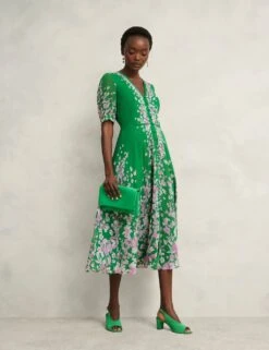 Pure Silk Floral V-Neck Midi Skater Dress -Marks and Spencer Shop pure silk floral v neck midi skater dress 19