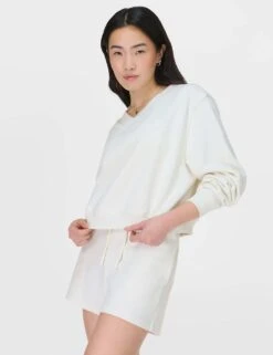 Sweaty Betty Revive Cotton Rich V-Neck Crop Sweatshirt -Marks and Spencer Shop revive cotton rich v neck crop sweatshirt 10