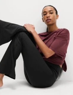 Ribbed High Waisted Flared Yoga Leggings -Marks and Spencer Shop ribbed high waisted flared yoga leggings 12