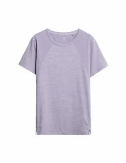 Round Neck Mesh Panel Relaxed T-Shirt -Marks and Spencer Shop round neck mesh panel relaxed t shirt 1