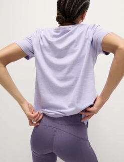 Round Neck Mesh Panel Relaxed T-Shirt -Marks and Spencer Shop round neck mesh panel relaxed t shirt 13