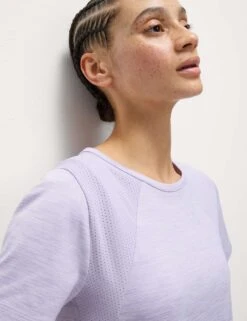 Round Neck Mesh Panel Relaxed T-Shirt -Marks and Spencer Shop round neck mesh panel relaxed t shirt 14