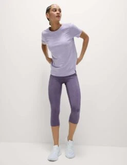 Round Neck Mesh Panel Relaxed T-Shirt -Marks and Spencer Shop round neck mesh panel relaxed t shirt 15