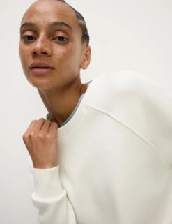 Round Neck Relaxed Yoga Crop Sweatshirt -Marks and Spencer Shop round neck relaxed yoga crop sweatshirt 13