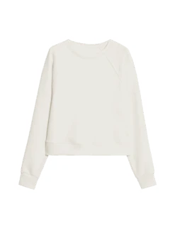 Round Neck Relaxed Yoga Crop Sweatshirt -Marks and Spencer Shop round neck relaxed yoga crop sweatshirt