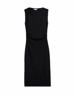 Round Neck Ruched Midi Bodycon Dress -Marks and Spencer Shop round neck ruched midi bodycon dress