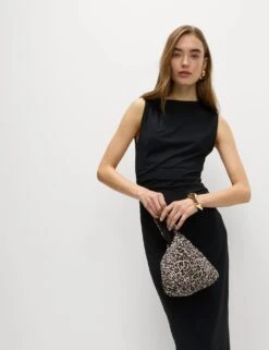 Round Neck Ruched Midi Bodycon Dress -Marks and Spencer Shop round neck ruched midi bodycon dress 6