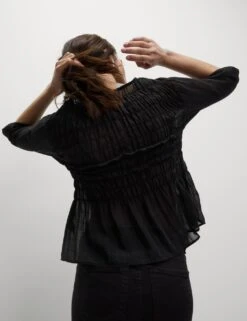 Round Neck Tie Front Shirred Blouse -Marks and Spencer Shop round neck tie front shirred blouse 8