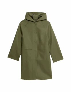 Rubber Hooded Clean Longline Parka Coat -Marks and Spencer Shop rubber hooded clean longline parka coat 1