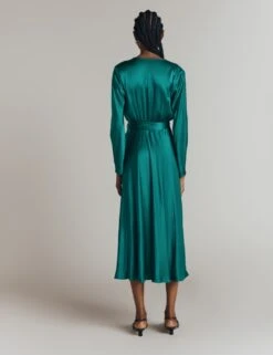 Ghost Satin V-Neck Belted Midi Waisted Dress -Marks and Spencer Shop satin v neck belted midi waisted dress 10