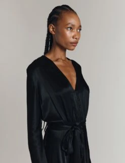 Ghost Satin V-Neck Belted Midi Waisted Dress -Marks and Spencer Shop satin v neck belted midi waisted dress 16