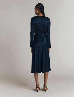 Ghost Satin V-Neck Belted Midi Waisted Dress -Marks and Spencer Shop satin v neck belted midi waisted dress 5
