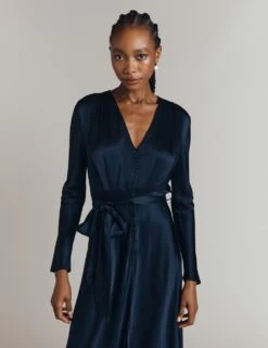 Ghost Satin V-Neck Belted Midi Waisted Dress -Marks and Spencer Shop satin v neck belted midi waisted dress 7