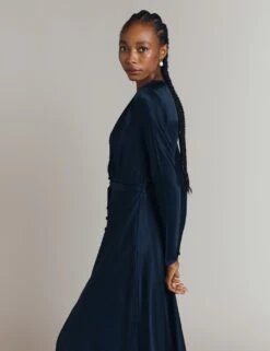 Ghost Satin V-Neck Belted Midi Waisted Dress -Marks and Spencer Shop satin v neck belted midi waisted dress 8