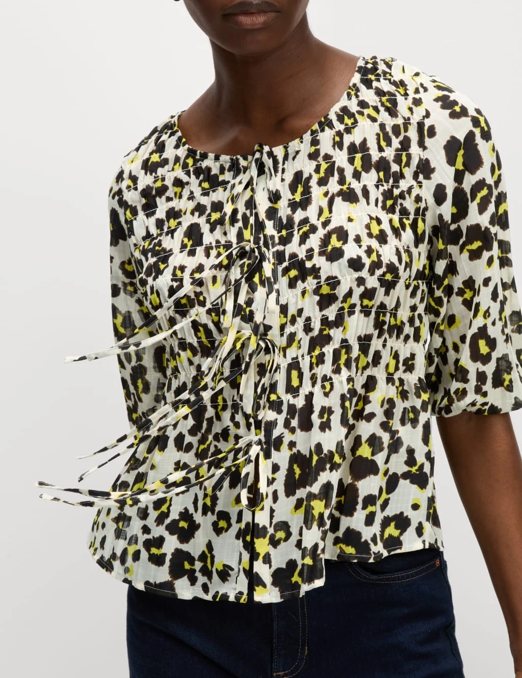 Shirred Tie Front Blouse 20 Shirred Tie Front Blouse - Image 18