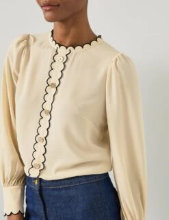 Stand Collar Long Sleeve Blouse -Marks and Spencer Shop stand collar long sleeve blouse 6