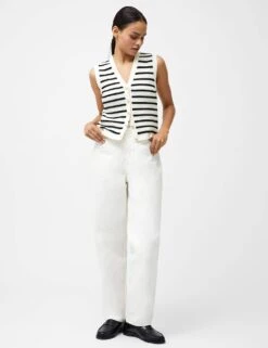 French Connection Striped Textured Knitted Waistcoat -Marks and Spencer Shop striped textured knitted waistcoat 3