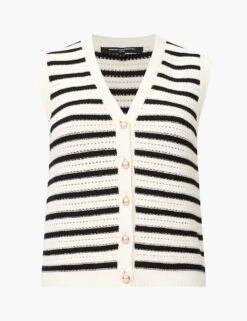 French Connection Striped Textured Knitted Waistcoat -Marks and Spencer Shop striped textured knitted waistcoat 4