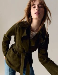 Suede Belted Revere Collar Trench Coat -Marks and Spencer Shop suede belted revere collar trench coat 6