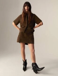 Suede Embroidered Collared Shirt -Marks and Spencer Shop suede embroidered collared shirt 7