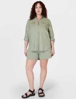 Sweaty Betty Summer Stretch Linen Rich Utility Shirt -Marks and Spencer Shop summer stretch linen rich utility shirt 9