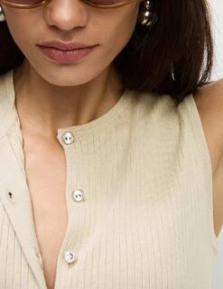 Textured Crew Neck Button Through Waistcoat -Marks and Spencer Shop textured crew neck button through waistcoat 12