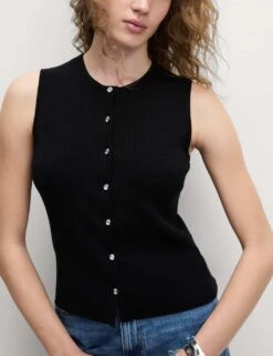 Textured Crew Neck Button Through Waistcoat -Marks and Spencer Shop textured crew neck button through waistcoat 15