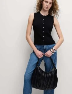 Textured Crew Neck Button Through Waistcoat -Marks and Spencer Shop textured crew neck button through waistcoat 17