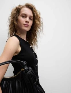 Textured Crew Neck Button Through Waistcoat -Marks and Spencer Shop textured crew neck button through waistcoat 19