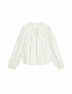 Textured Tie Neck Blouson Sleeve Blouse 20 Textured Tie Neck Blouson Sleeve Blouse -Marks and Spencer Shop textured tie neck blouson sleeve blouse