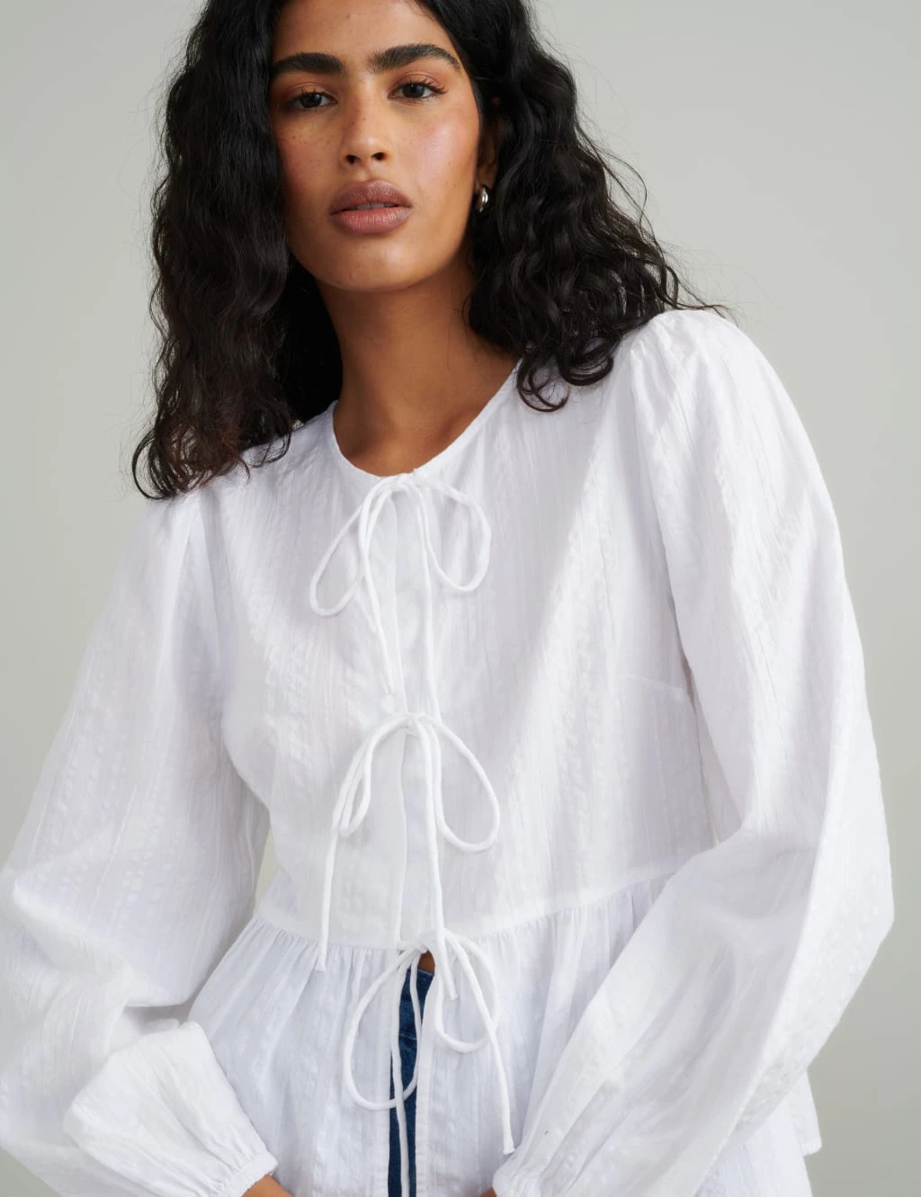 Tie Front Peplum Blouse 10 Tie Front Peplum Blouse - Image 8