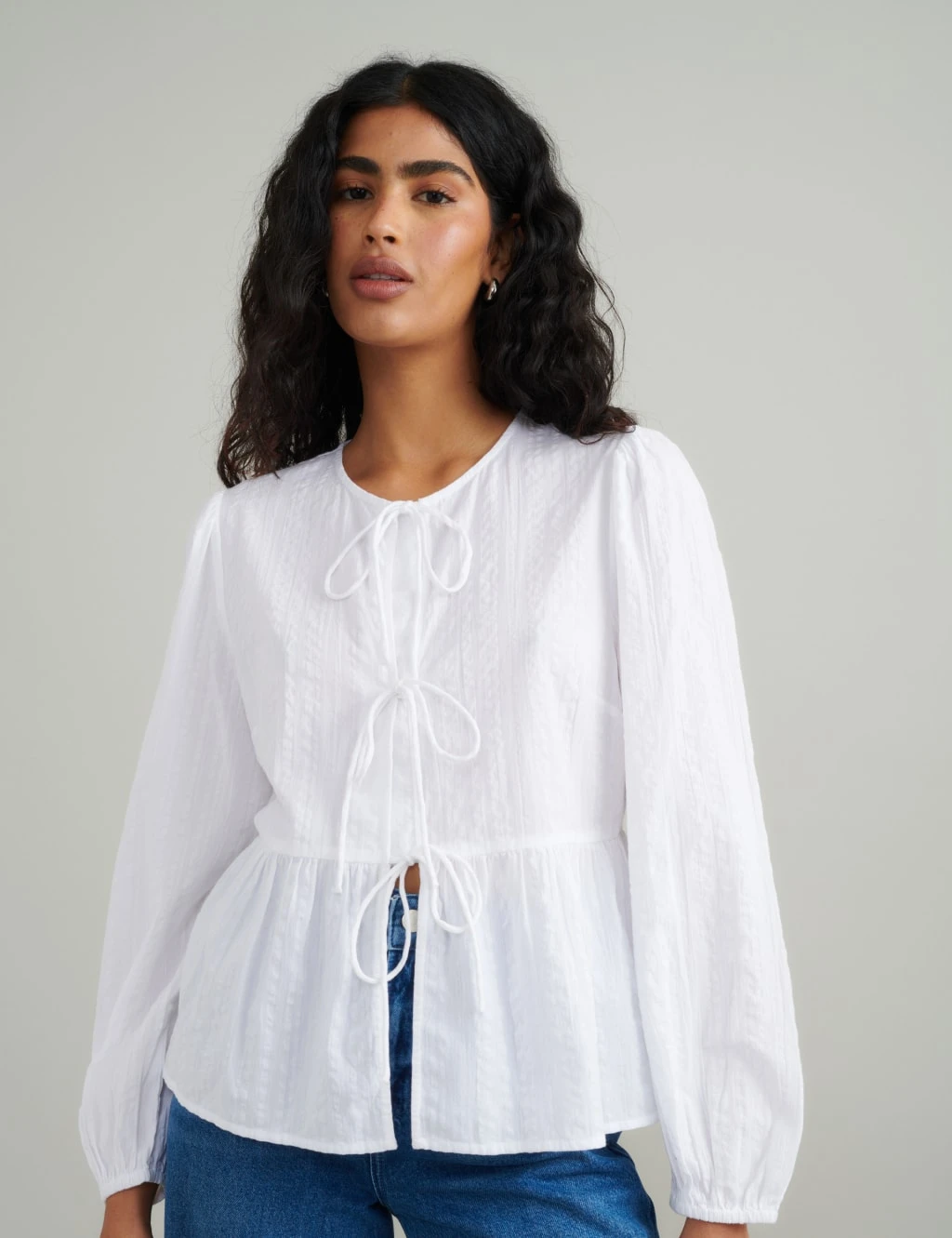 Tie Front Peplum Blouse 12 Tie Front Peplum Blouse - Image 10